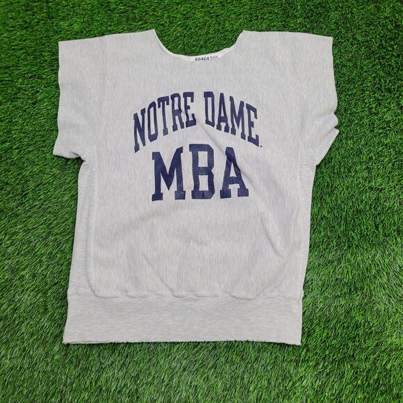 Vintage 90s Notre-Dame MBA Sweatshirt Medium 20x27 Gray USA - Picture 1 of 11